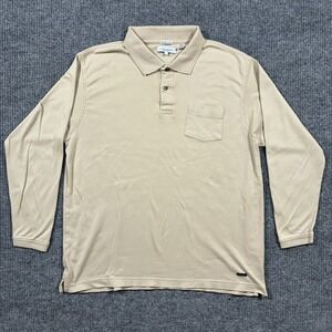Alex Cannon Mens Polo Shirt Size L Beige‎ Supima Cotton Long Sleeve Casual